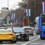 Москва. Флаги Казахстана и России на улицах перед визитом Касым-Жомарта Токаева