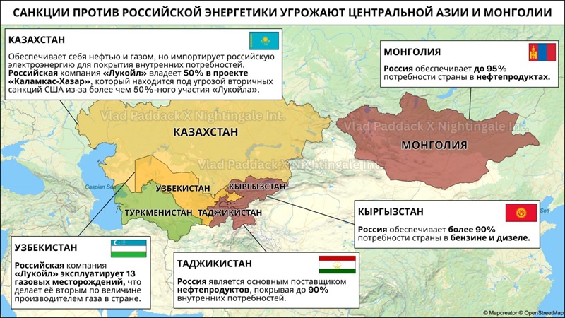 Удары дронов и санкции против российской энергетики угрожают Центральной Азии и Монголии